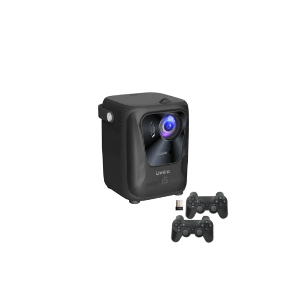 ویدئو پروژکتور یومیو Umiio Q4 Pro در کنار کنترلر بازی